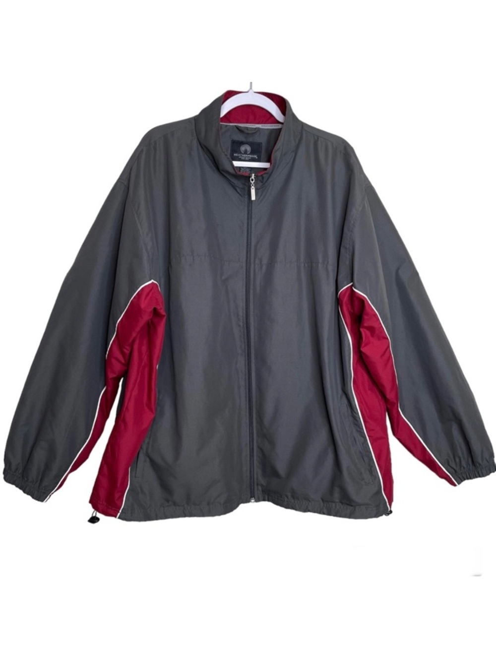 Weatherproof Windbreaker Zip Up Jacket Lightweight Pockets Grey Maroon Men XXL
